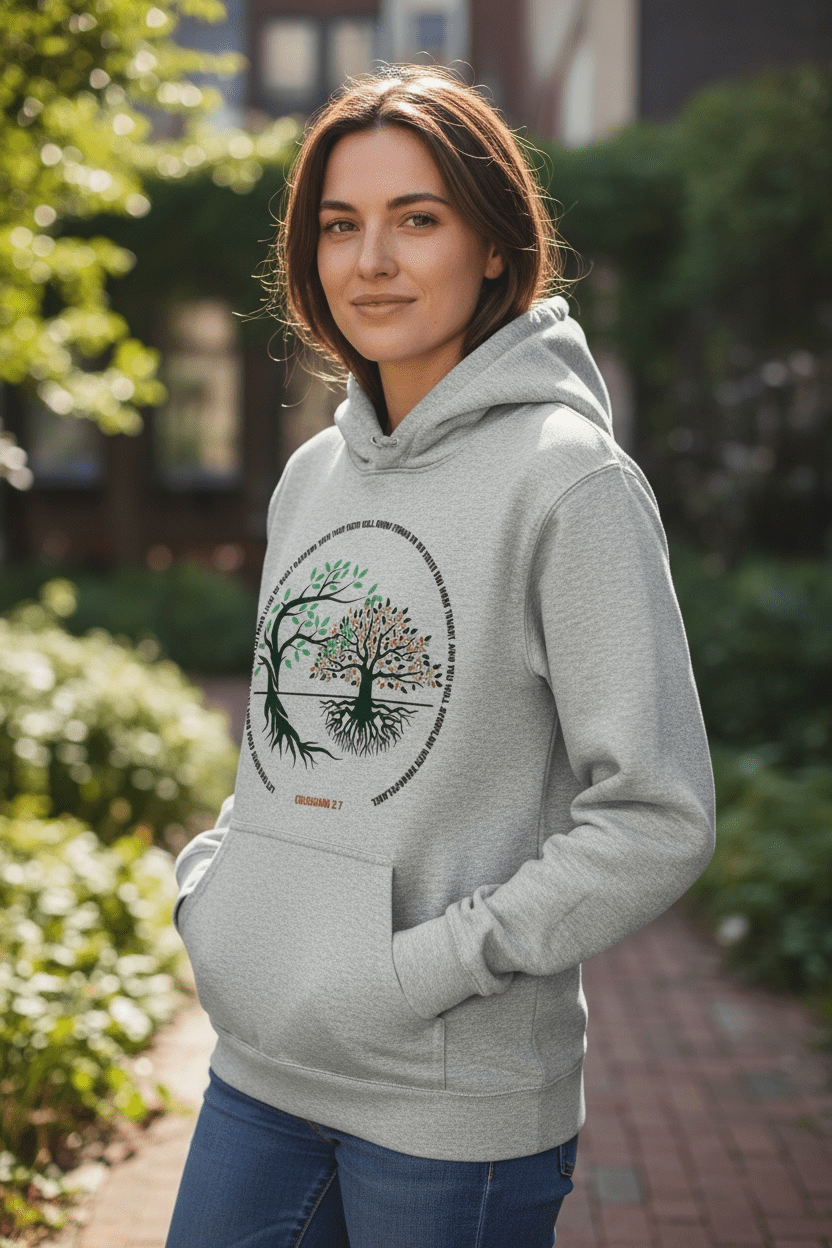Rooted in Faith Tree Oversized Hoodie – Colossians 2:7 & Mustard Seed Faith - HisWord Designs