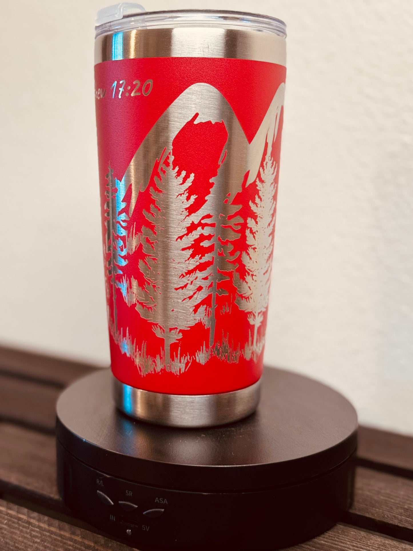 Faith Can Move Mountains – 20 oz Red Engraved Christian Tumbler