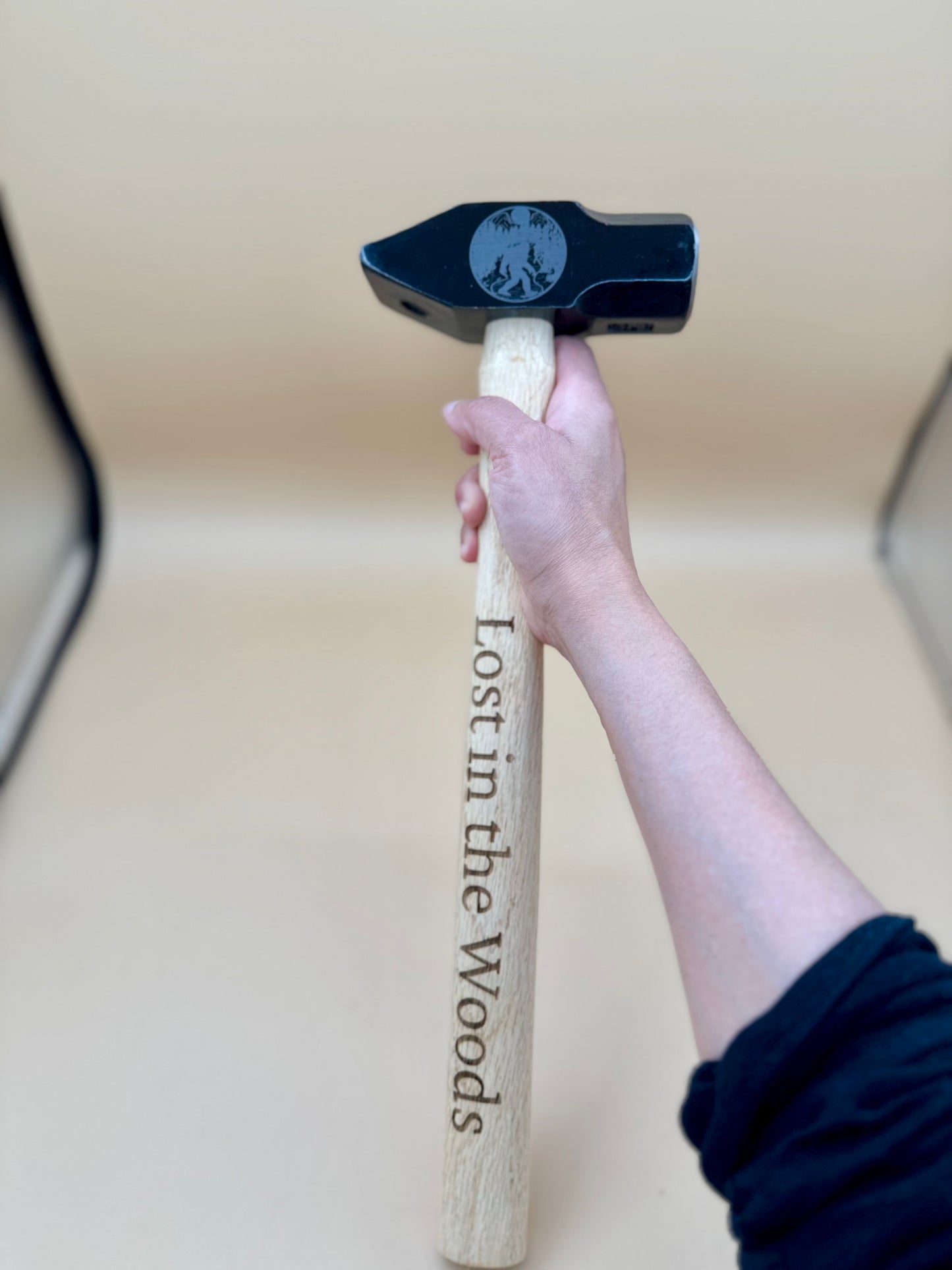 Man of God Laser Engraved Hickory Camp Hatchet (Deuteronomy 31:6) - Handheld Lost in the Woods cross pein hammer with Bigfoot head design — His Word Designs