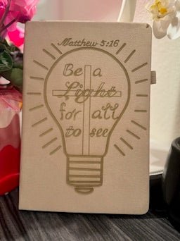 “Be a Light for All to See” – Custom Engraved Journal with Pen (Matthew 5:16) - HisWord Designs