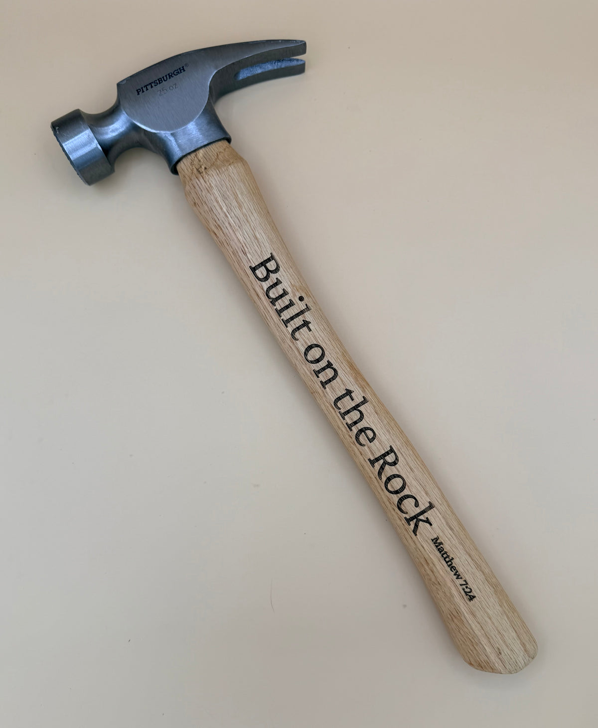 Built on the Rock Engraved Hardwood Hammer | Matthew 7:24 Scripture Gift - Built on the Rock Engraved Hardwood Hammer | Matthew 7:24 Scripture Gift