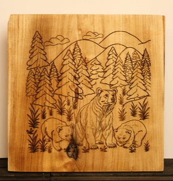 Pine Wood Bears and Cubs Forest Sign – Handmade Engraved Rustic Wall Art - HisWord Designs