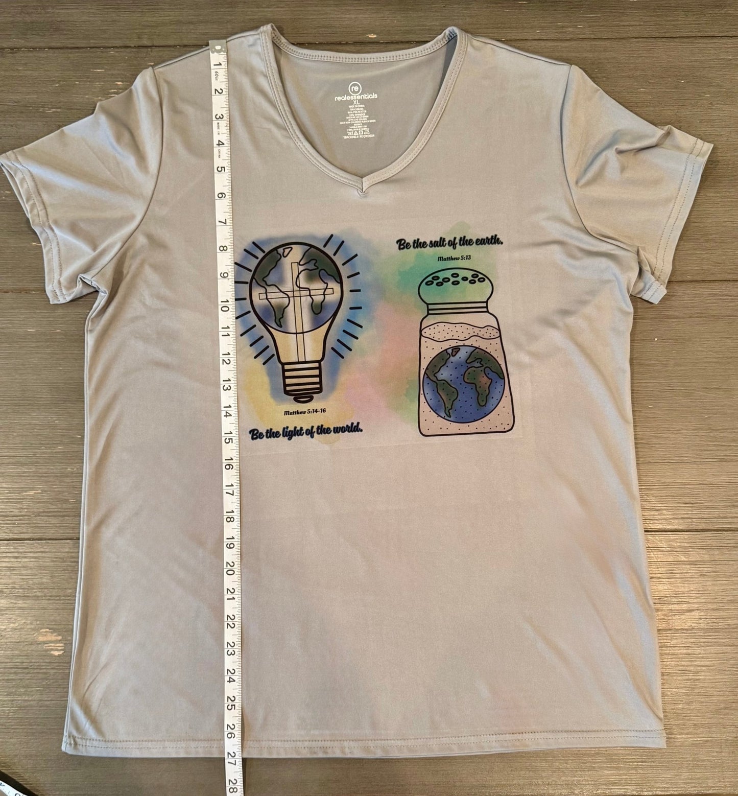 Be the Light & Salt of the Earth Women’s V - Neck T-Shirt – Hand - Drawn Faith Design - His Word Designs