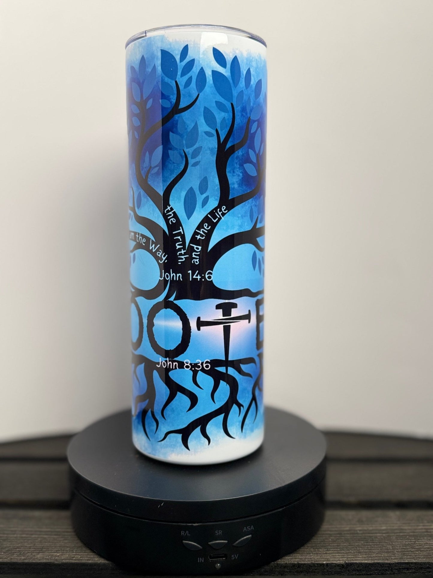Rooted in Christ Tumbler – John 14:6 & John 8:36 – 20 oz Christian Gift - HisWord Designs