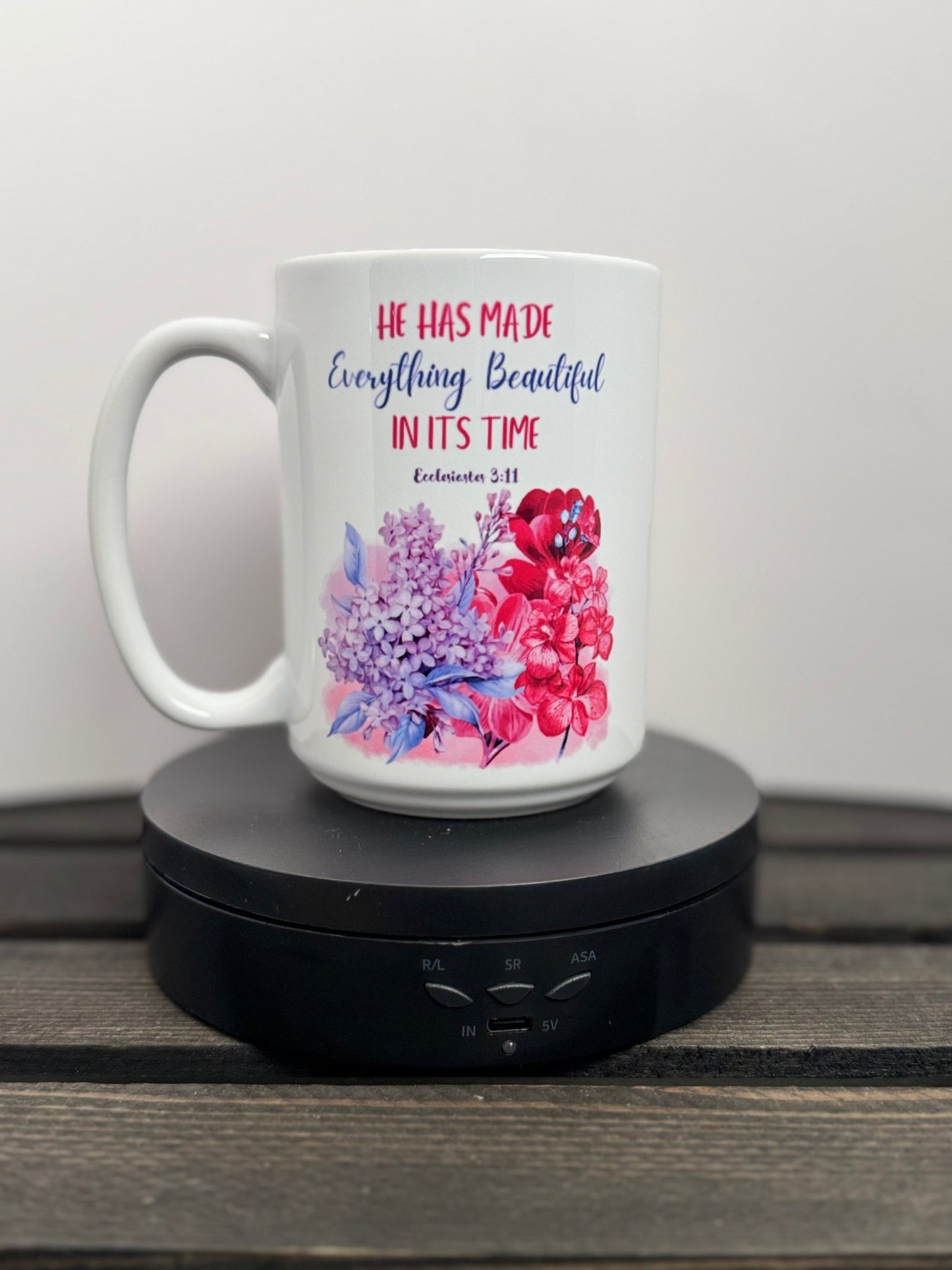 He Has Made Everything Beautiful – Lavender or Hydrangea Floral Scripture Mug (15 oz) - HisWord Designs