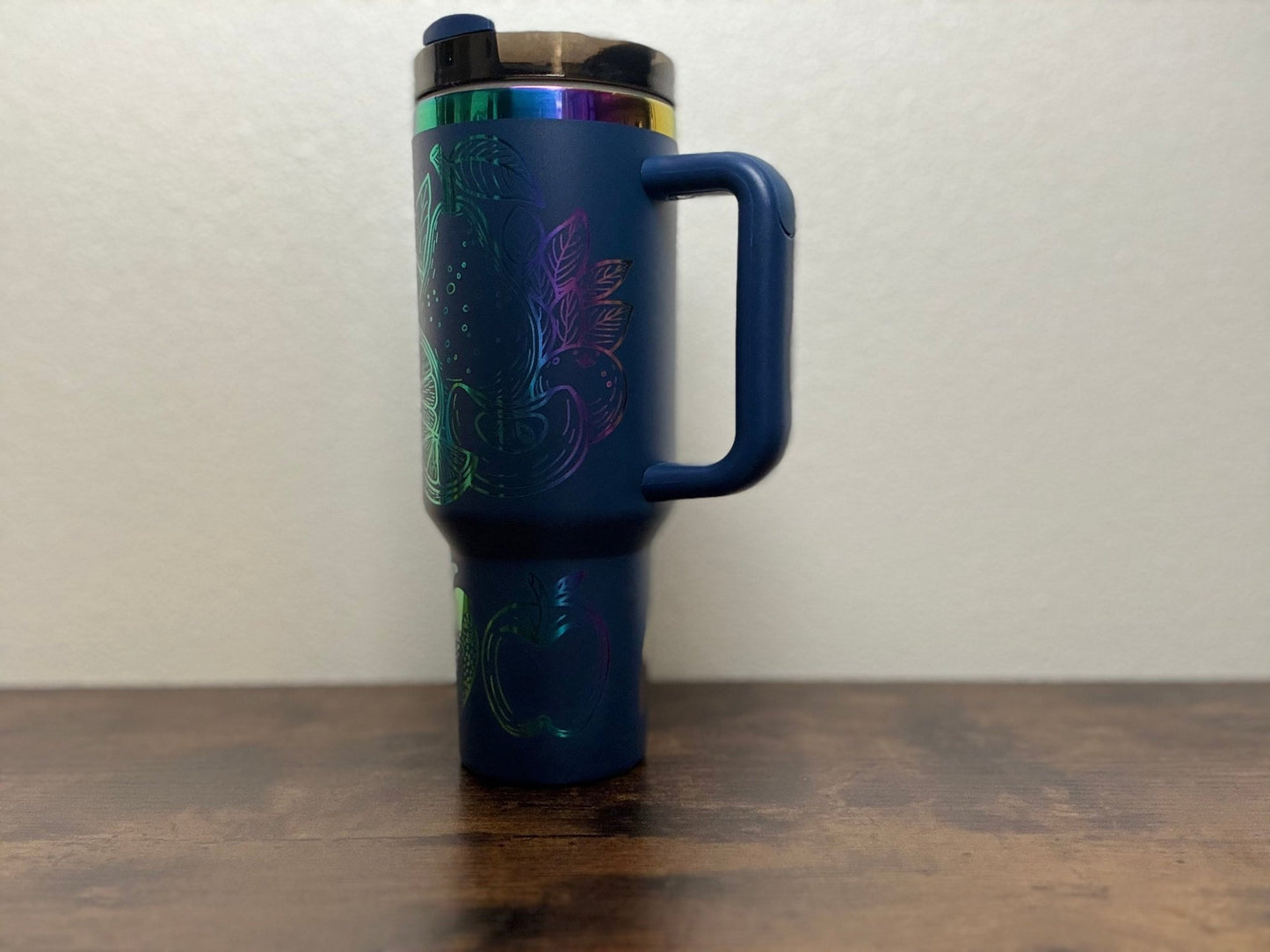 40 oz Engraved Tumbler - Navy & Iridescent - Fruit of the Spirit - HisWord Designs