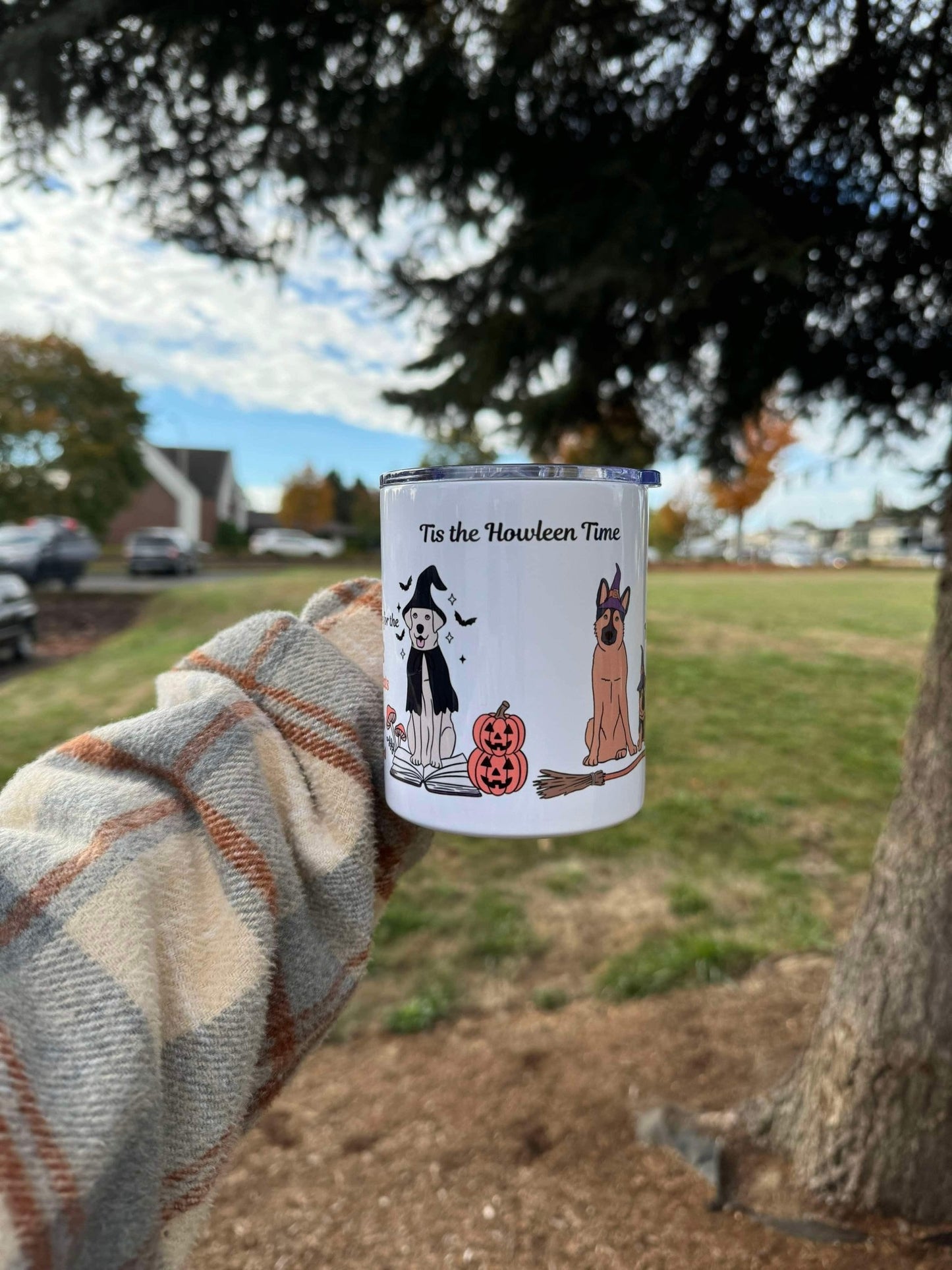 ๐ Howl - o - ween Camper Mug โ 12 oz Dog Lovers Fall Mug - HisWord Designs