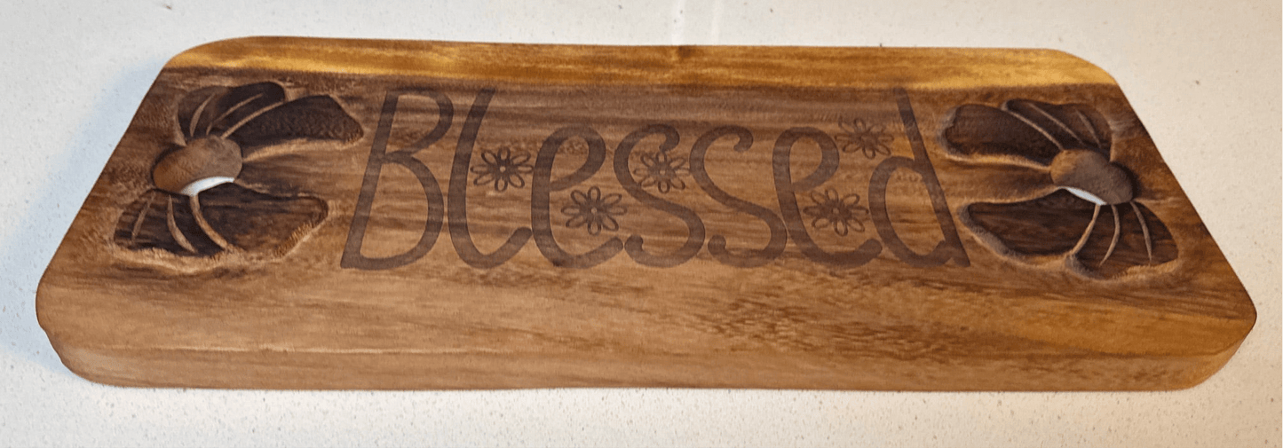 "Blessed" Engraved Wooden Serving Board – Faith - Inspired Kitchen Decor - HisWord Designs
