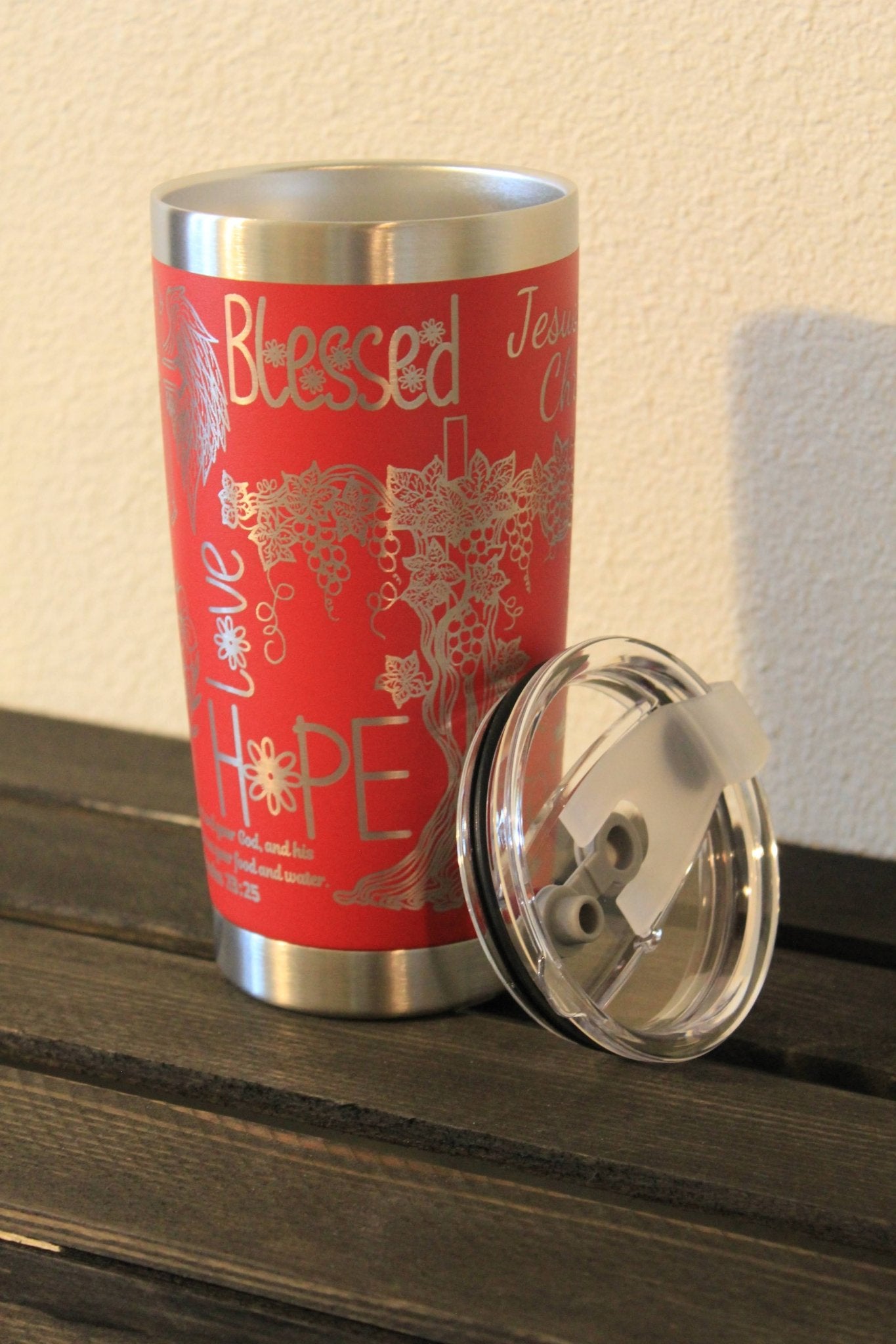 Be Still and Know – 20 oz Red Engraved Christian Tumbler - HisWord Designs