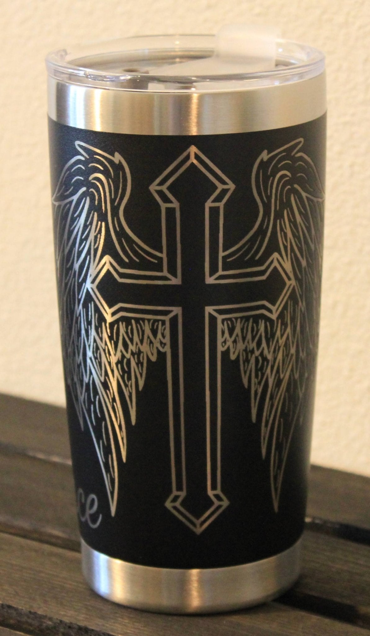 I Run on Grace and Coffee – 20 oz Black Engraved Faith & Coffee Tumbler - HisWord Designs