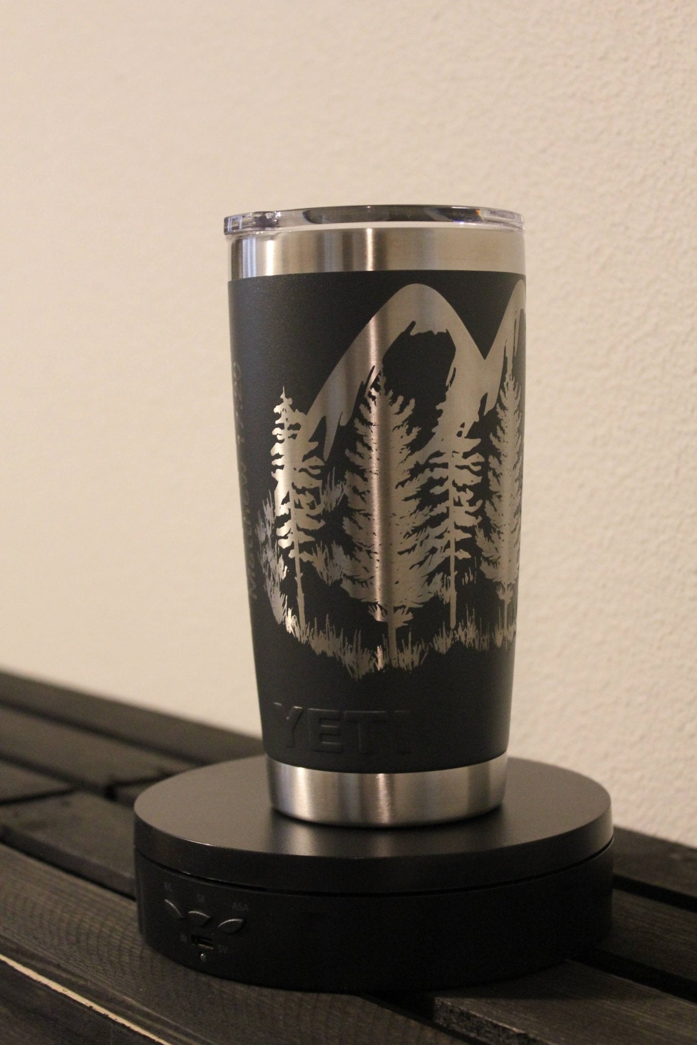 Faith Can Move Mountains Engraved Dark Gray 20 oz YETI® Tumbler | Matthew 17:20 Cup - HisWord Designs