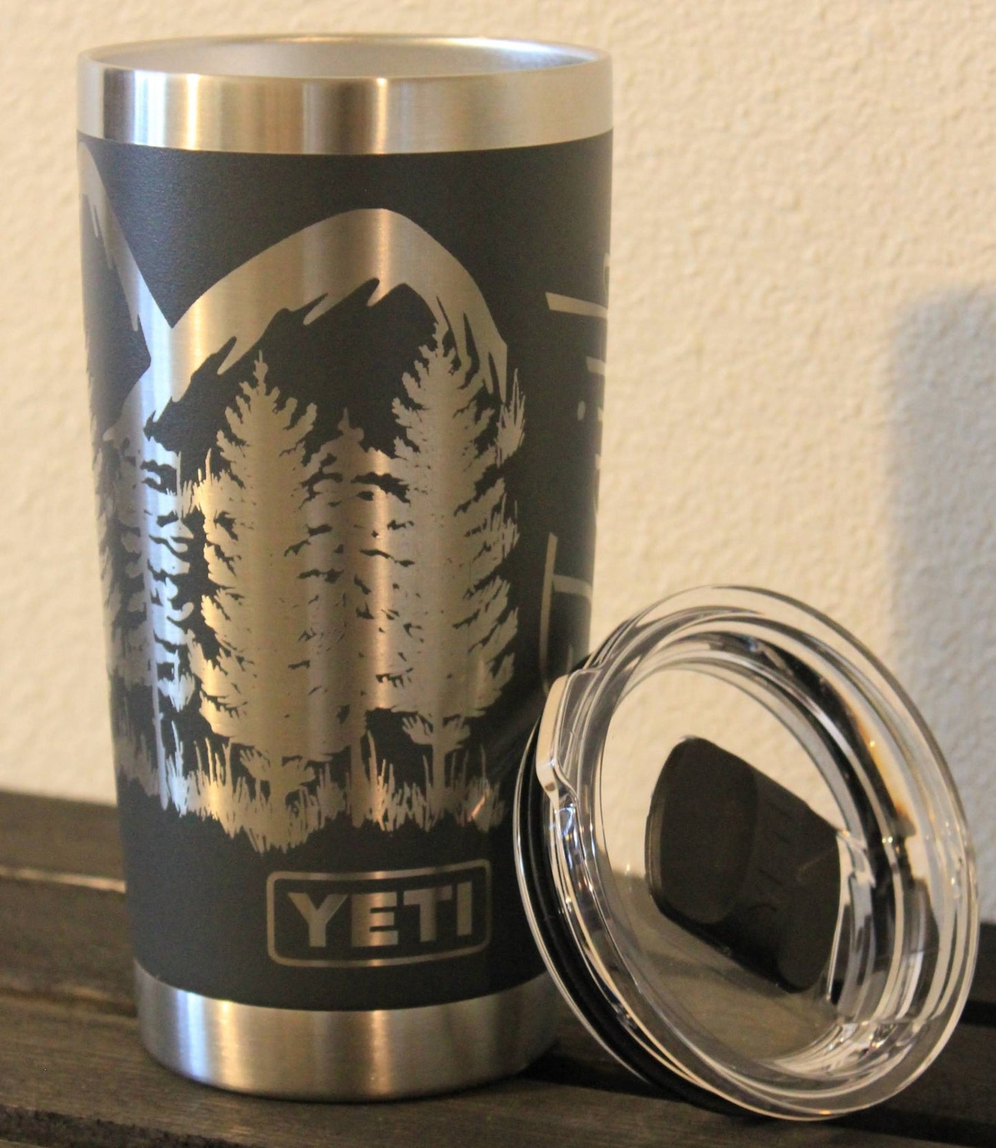 Faith Can Move Mountains Engraved Dark Gray 20 oz YETI® Tumbler | Matthew 17:20 Cup - HisWord Designs
