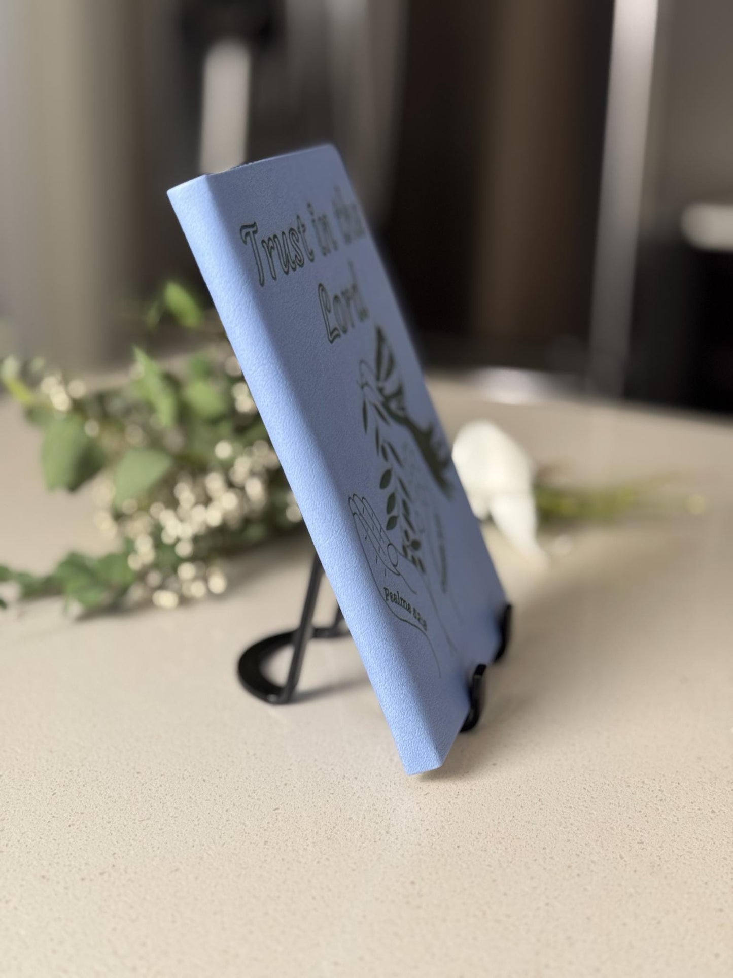 Personalized Christian Gift, Trust in the Lord Prayer Notebook, Hand - Drawn Bible Verse Journal, Laser Engraved Faux Leather devotional book - HisWord Designs