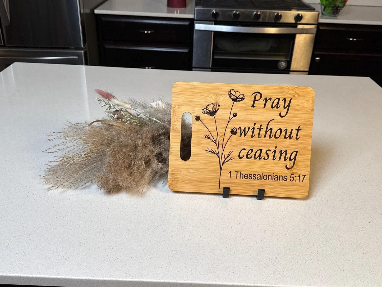 Engraved "Pray Without Ceasing" Scripture Board – Inspirational Wood Sign & Blessed Wall Decor - HisWord Designs