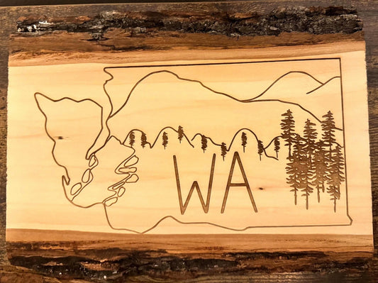 WA State Wall Art – Handmade Engraved Wood Sign | Rustic PNW Decor Gift - HisWord Designs
