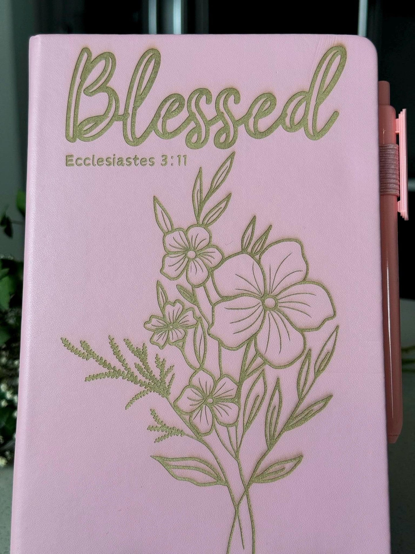 Blessed Laser - Engraved Journal – Ecclesiastes 3:11, Floral A5 Christian Prayer Journal | Scripture Notebook with Bible Verses | Faith Gift - HisWord Designs