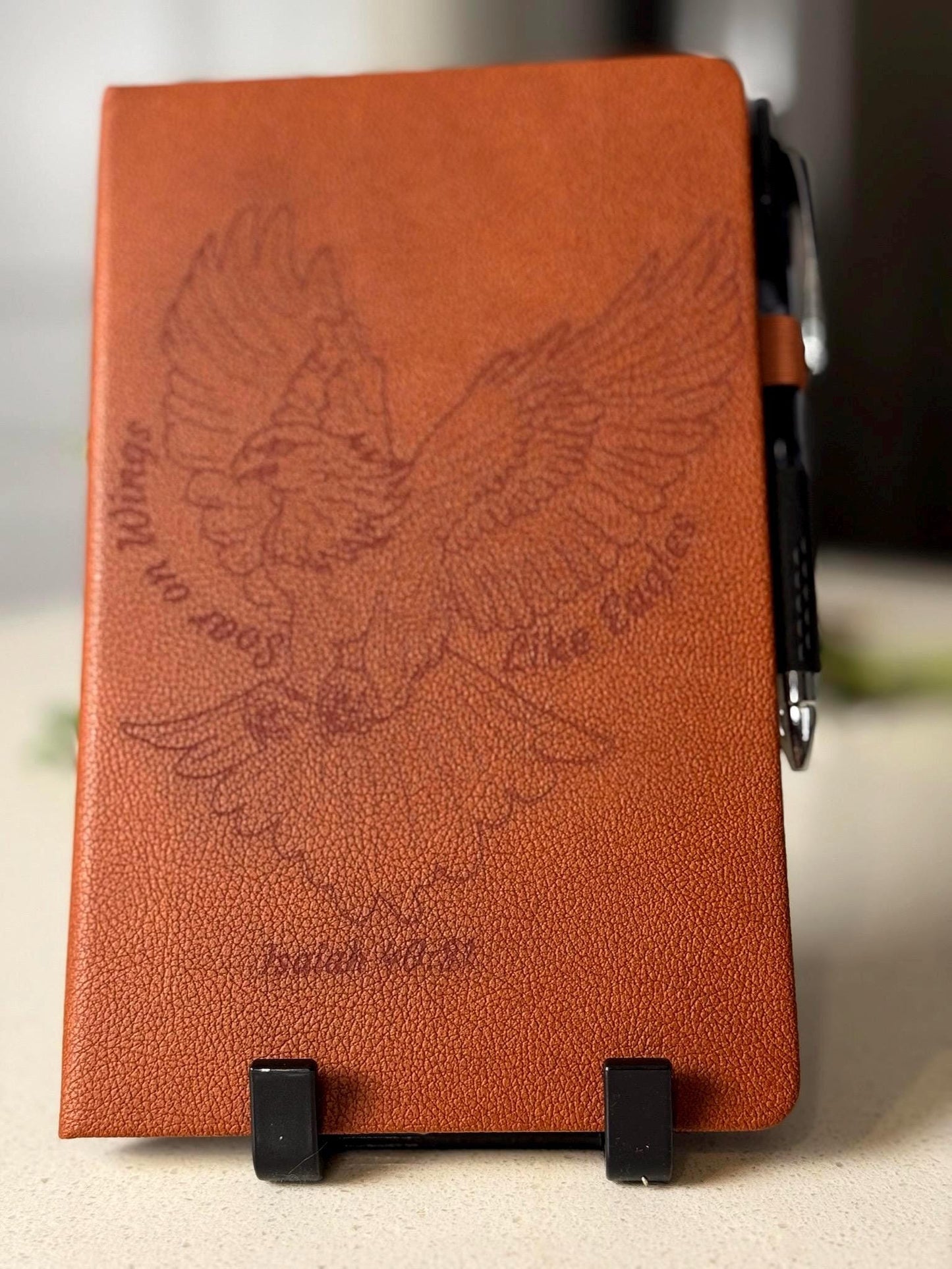Soar on Wings Like Eagles Laser - Engraved Custom Journal, Isaiah 40:31 , Bible Verse Journal, Brown Prayer Journal, Christian Gifts - HisWord Designs