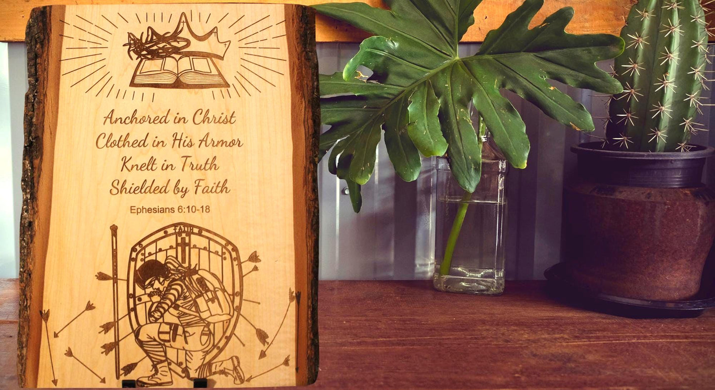 Woman Warrior Christian Wall Art – Custom Engraved Wood Sign | Inspirational Scripture Decor - HisWord Designs