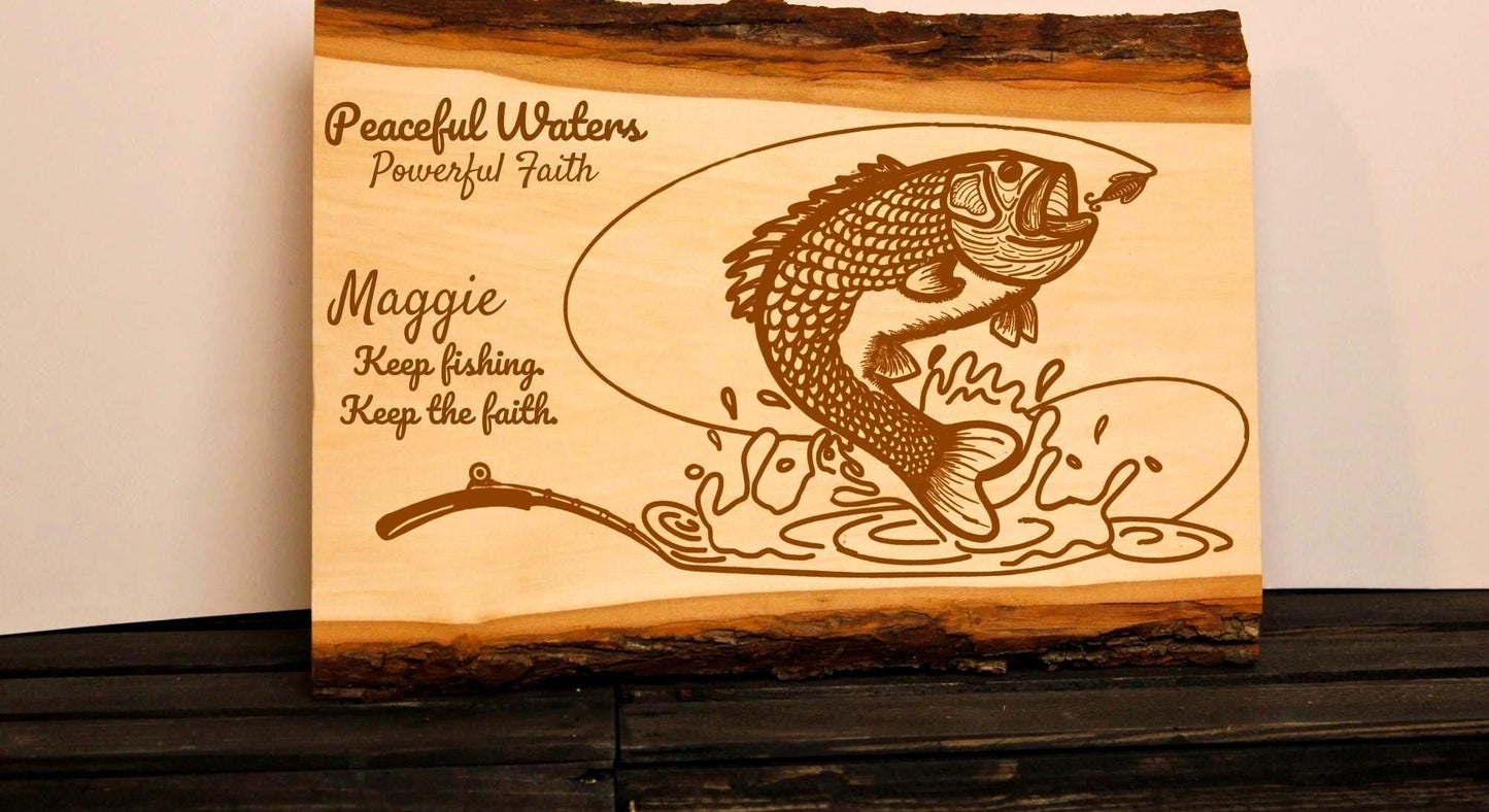 Personalized Fishing Sign – Gone Fishing | Custom Engraved Wood Gift for Christian Men & Women - HisWord Designs