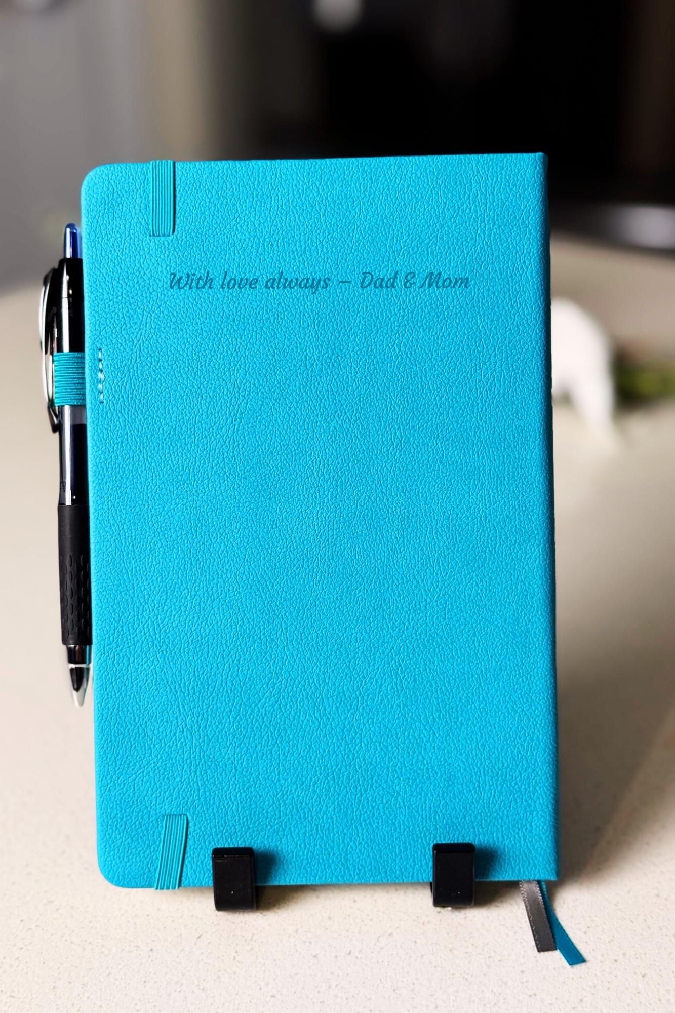 Personalized Faith Journal with Bible Verse – Blue Leather Prayer Journal with Pen, Christian Gifts, Butterfly Books, Grace journal - HisWord Designs