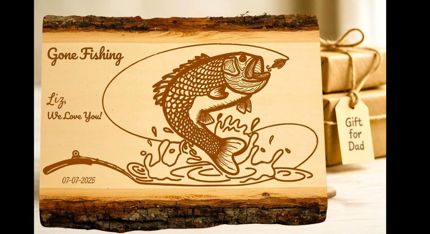 Personalized Fishing Sign – Gone Fishing | Custom Engraved Wood Gift for Christian Men & Women - HisWord Designs