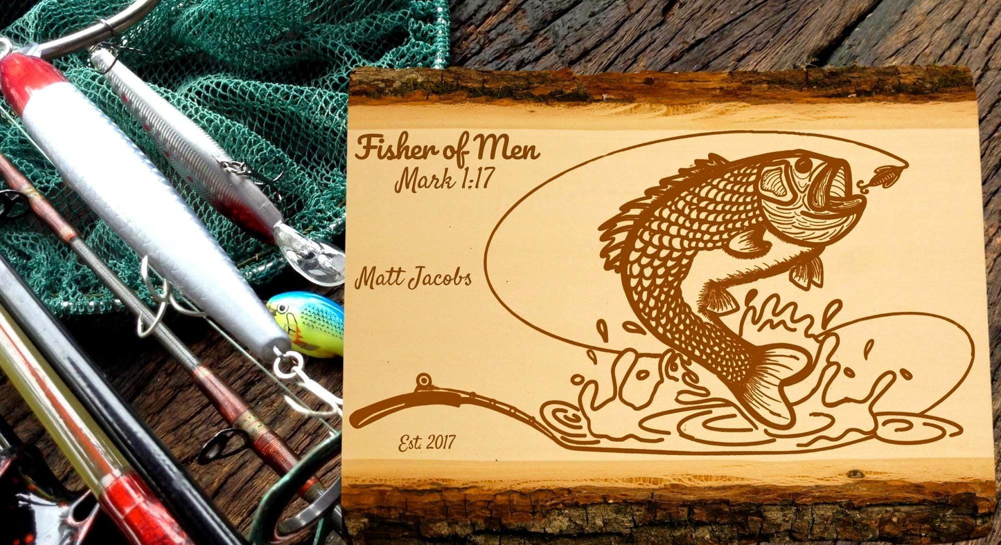Personalized Fishing Sign – Gone Fishing | Custom Engraved Wood Gift for Christian Men & Women - HisWord Designs