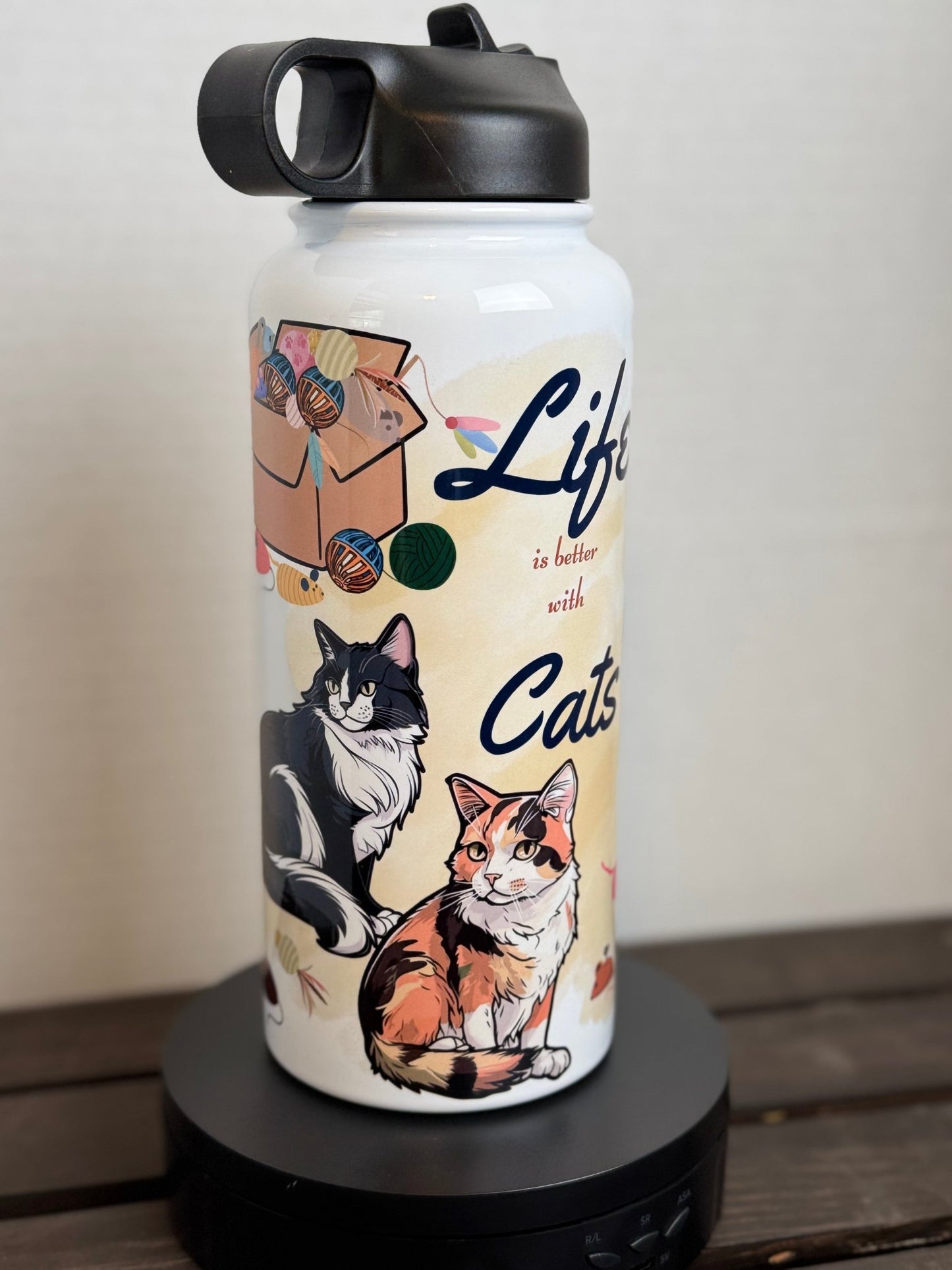 Life Is Better With Cats – 32oz Cat Lover Water Bottle - HisWord Designs