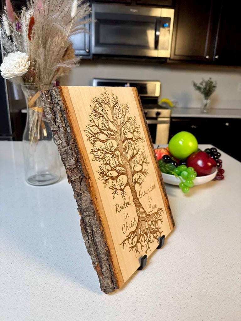 Rooted in Christ Tree of Life Sign – Personalized Engraved Christian Wall Art - HisWord Designs