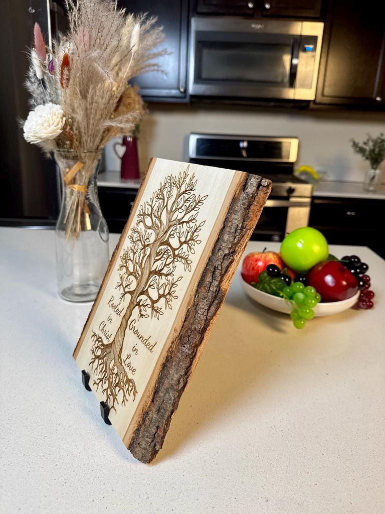Rooted in Christ Tree of Life Sign – Personalized Engraved Christian Wall Art - HisWord Designs