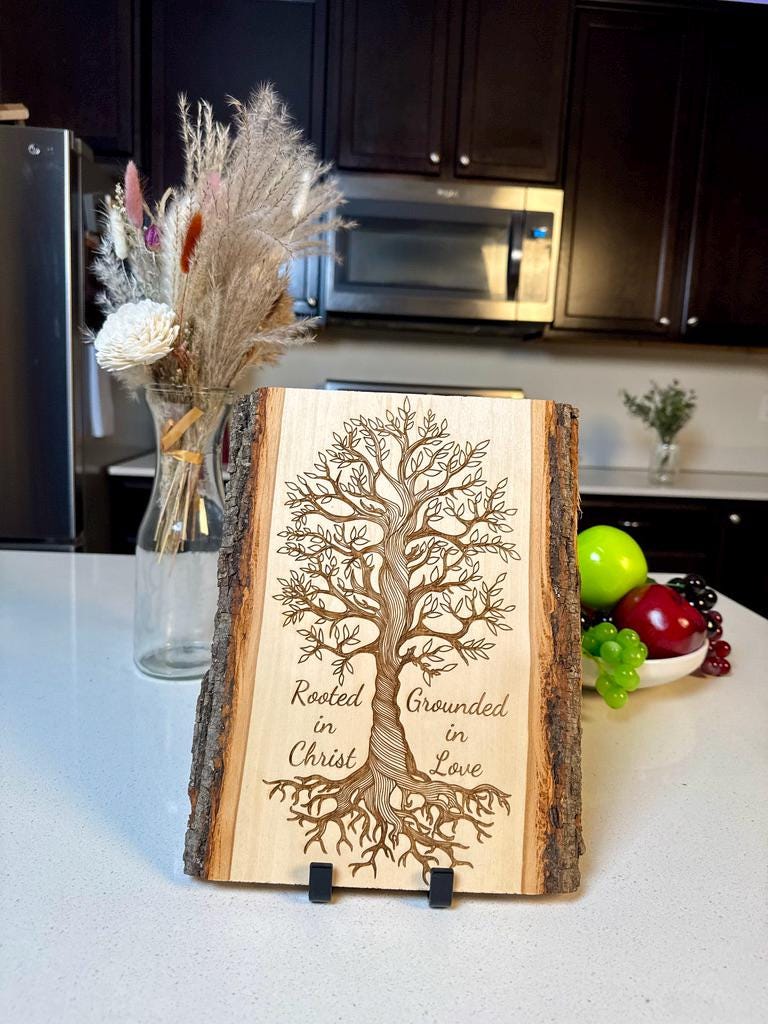 Rooted in Christ Tree of Life Sign – Personalized Engraved Christian Wall Art - HisWord Designs