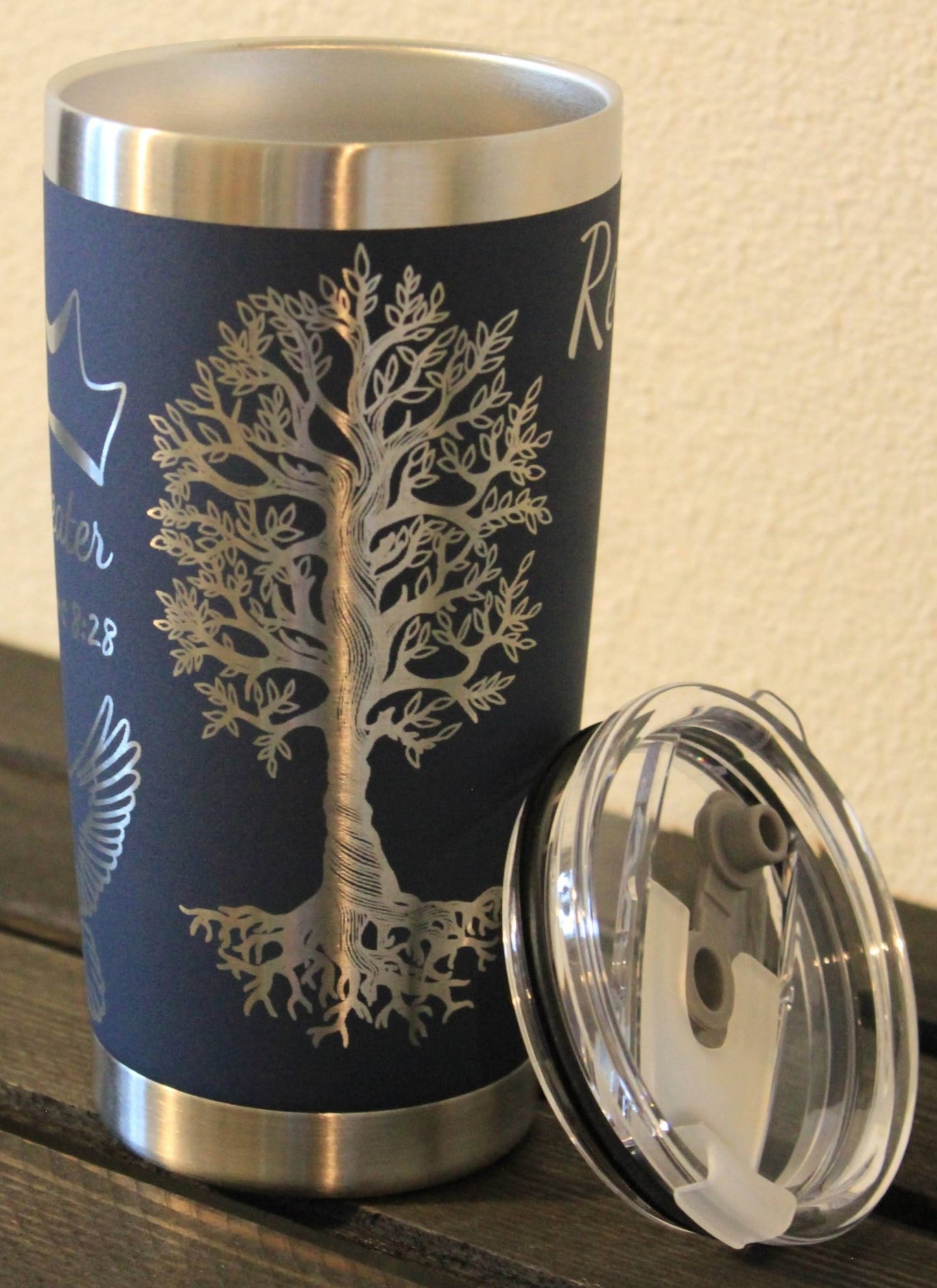 Faith Over Fear – 20 oz Navy Engraved Adventure Tumbler - HisWord Designs