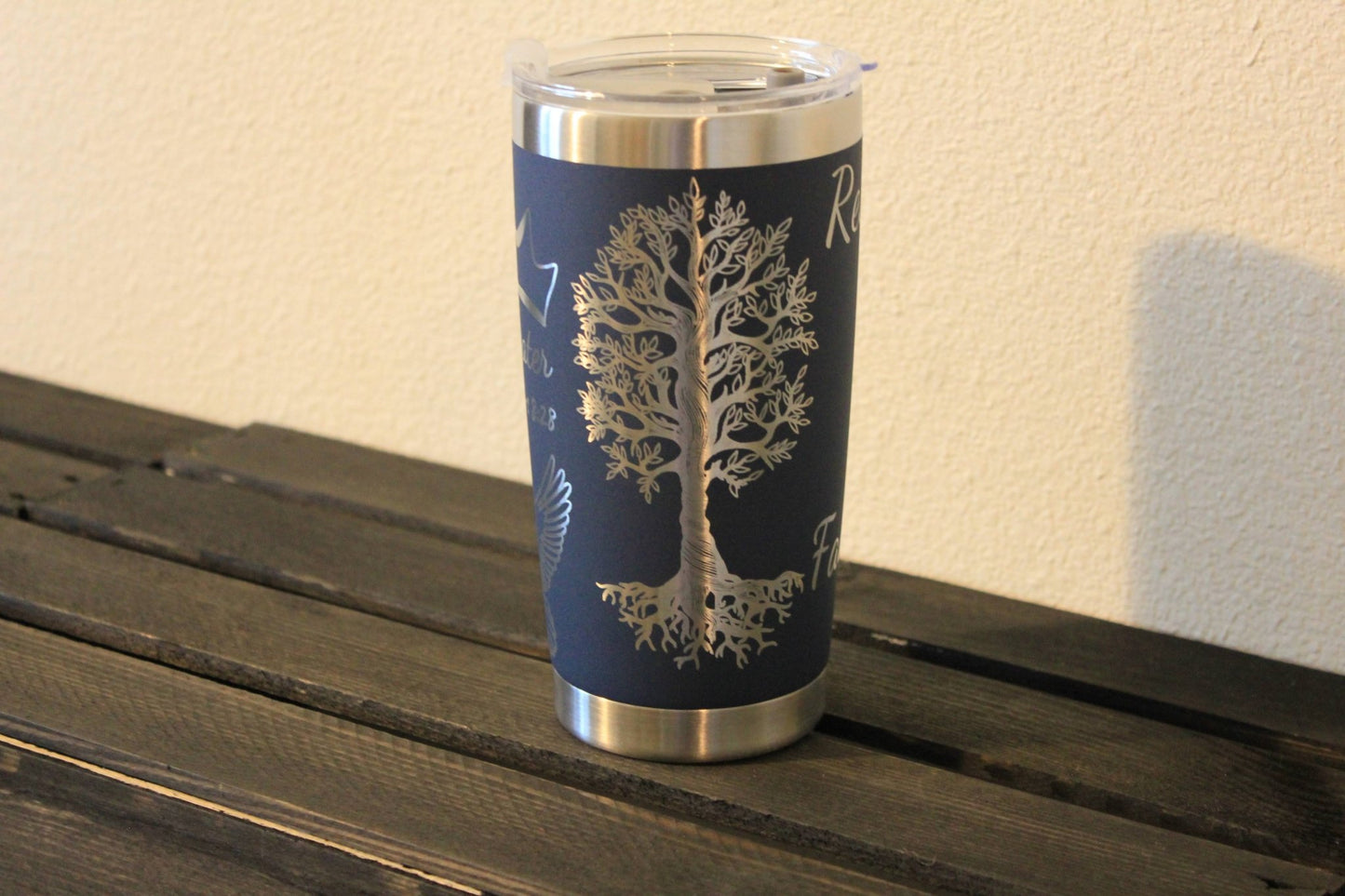 Faith Over Fear – 20 oz Navy Engraved Adventure Tumbler - HisWord Designs