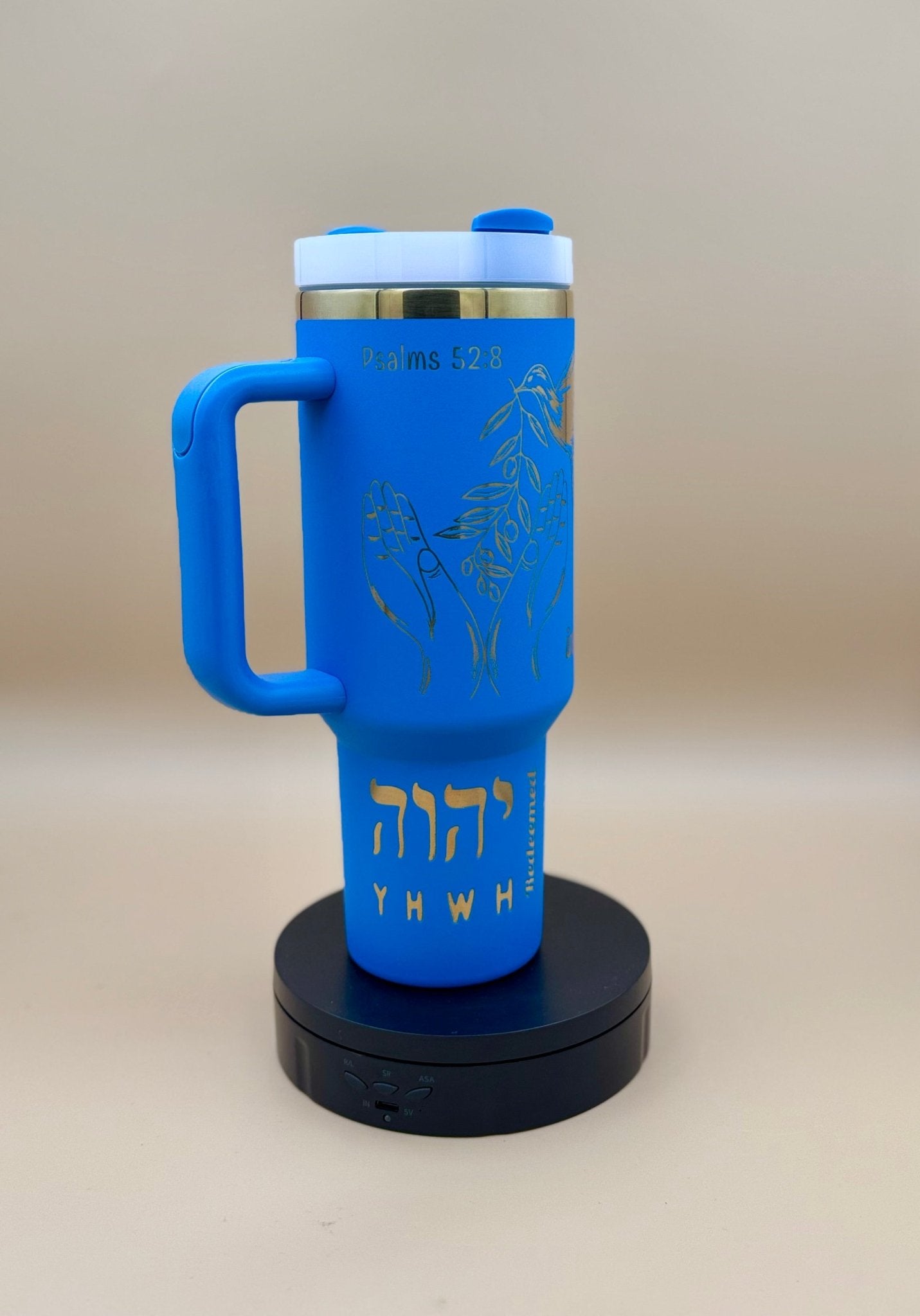 Trust in the LORD" Engraved 40oz Winged Cross Tumbler – Royal Blue Faith & Worship Travel Mug - His Word Designs