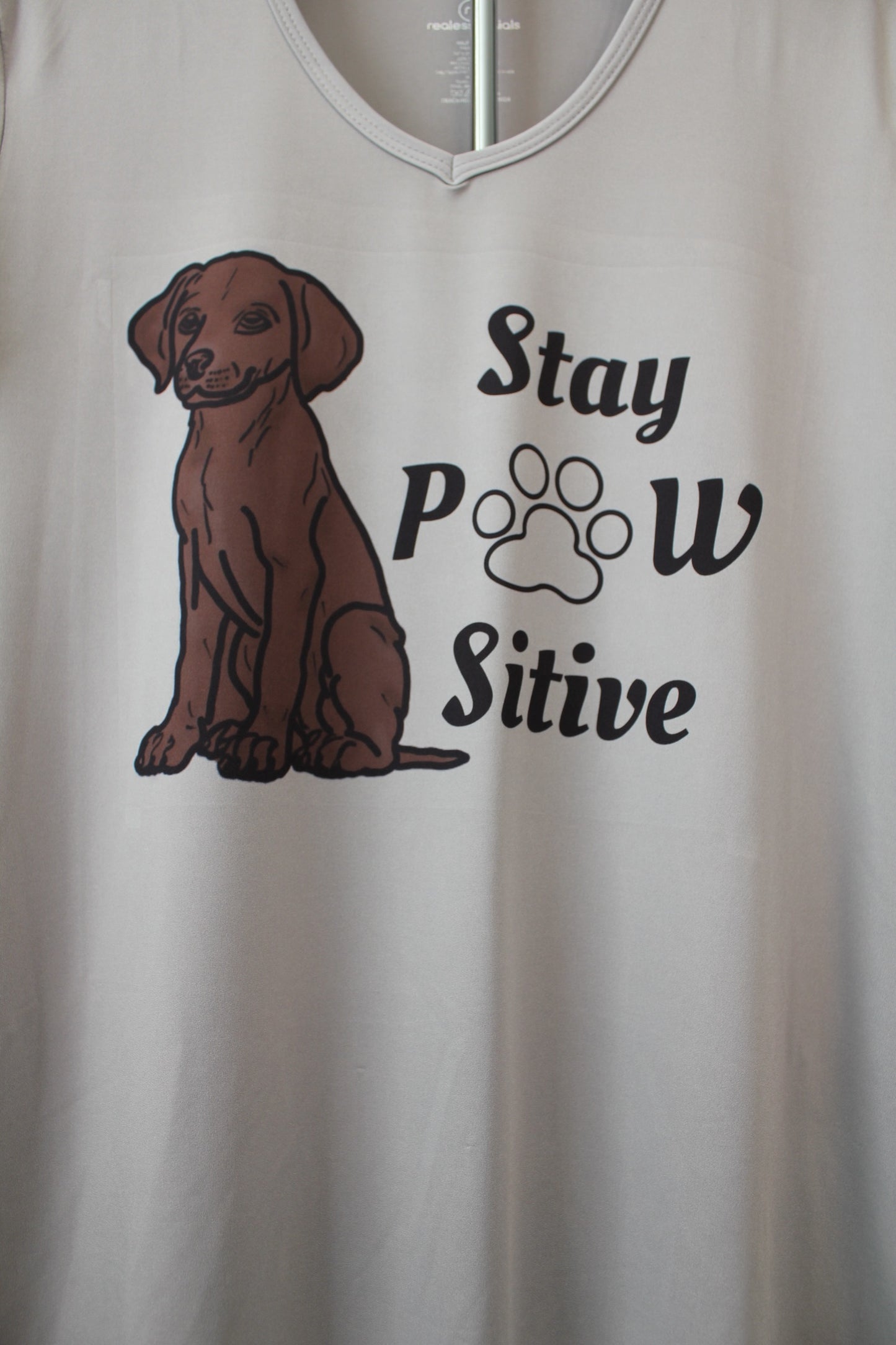 Stay Pawsitive Women's V - Neck T-Shirt - His Word Designs