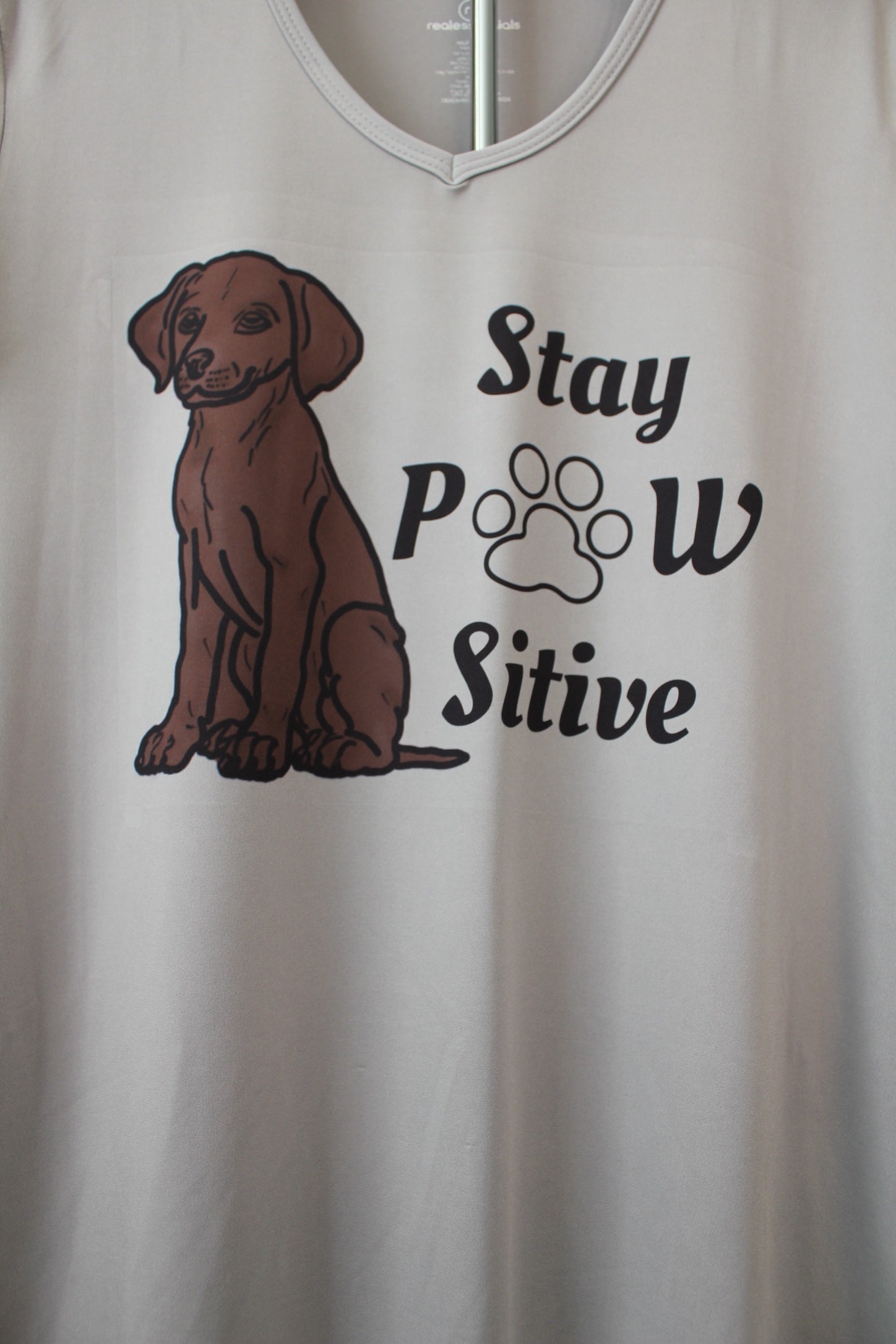 Stay Pawsitive Women's V - Neck T-Shirt - His Word Designs
