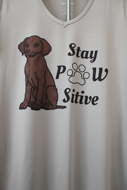 Stay Pawsitive Women's V - Neck T-Shirt - His Word Designs