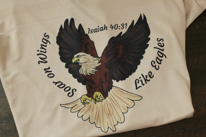 Soar on Wings Like Eagles Women’s V - Neck T-Shirt (Isaiah 40:31) - HisWord Designs
