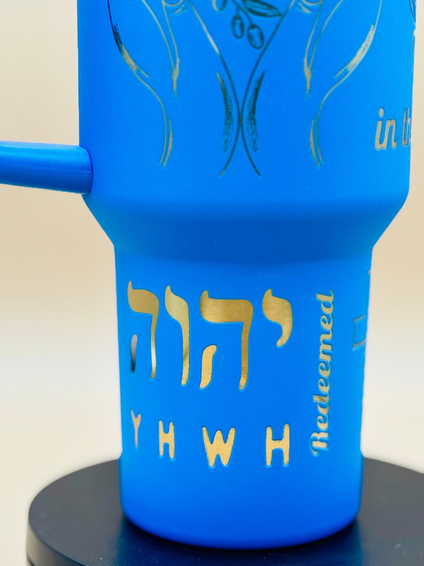 Trust in the LORD" Engraved 40oz Winged Cross Tumbler – Royal Blue Faith & Worship Travel Mug - His Word Designs