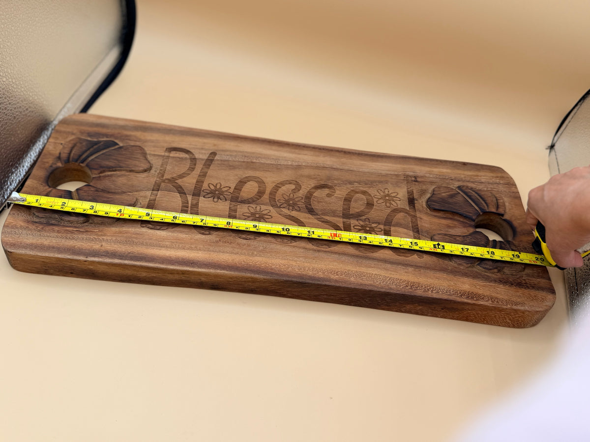 "Blessed" Engraved Wooden Serving Board – Faith-Inspired Kitchen Decor - "Blessed" Engraved Wooden Serving Board – Faith-Inspired Kitchen Decor - Handcrafted Engraved Gift by His Word Designs