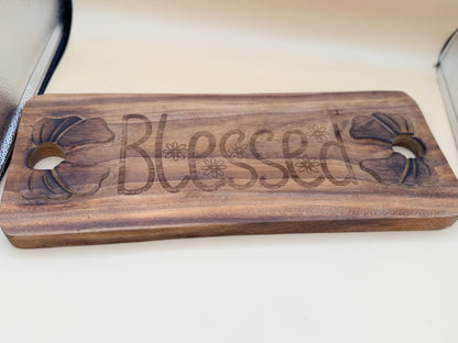 "Blessed" Engraved Wooden Serving Board – Faith-Inspired Kitchen Decor - "Blessed" Engraved Wooden Serving Board – Faith-Inspired Kitchen Decor - Handcrafted Engraved Gift by His Word Designs