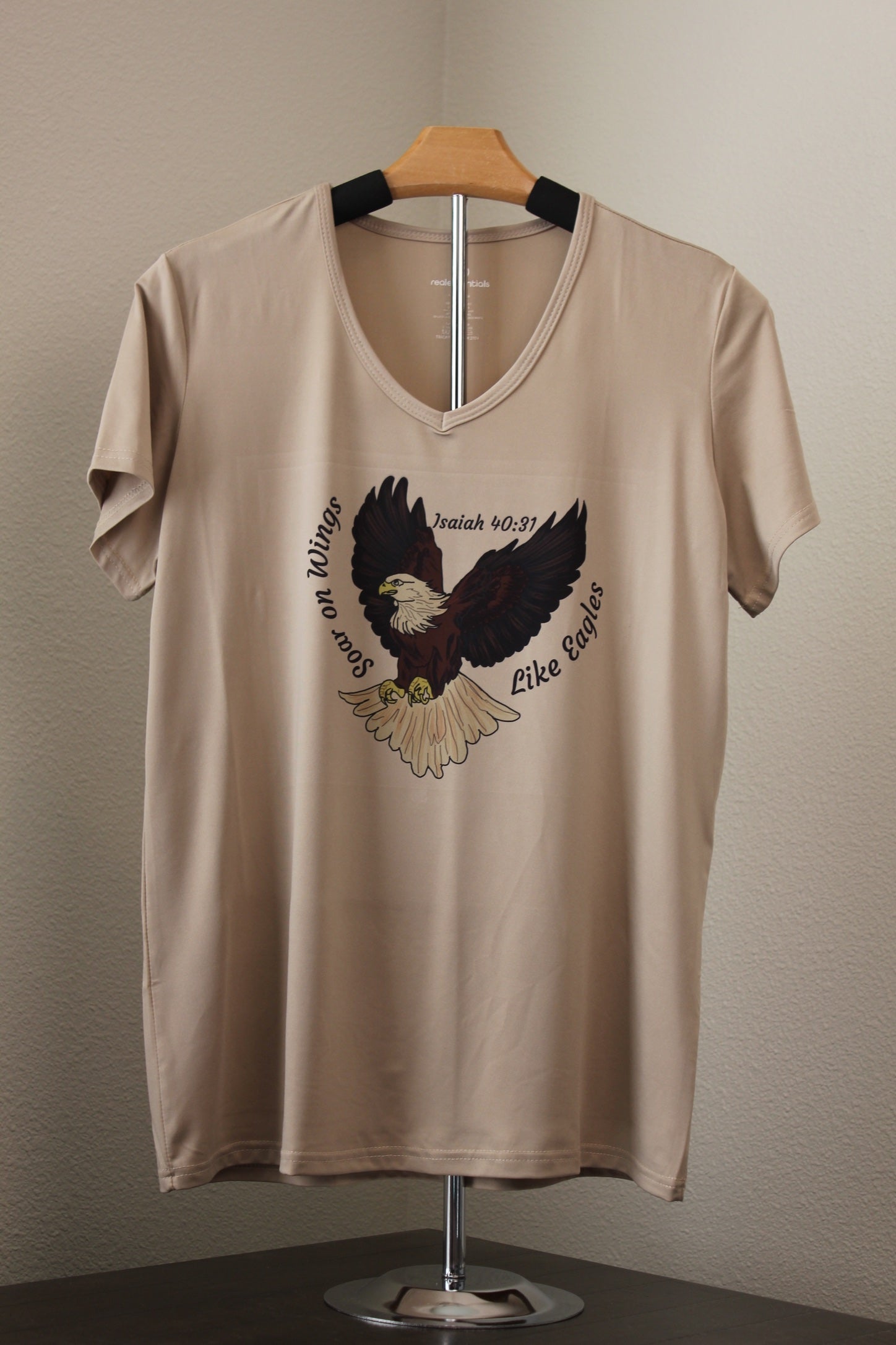 Soar on Wings Like Eagles Women’s V - Neck T-Shirt (Isaiah 40:31) - HisWord Designs