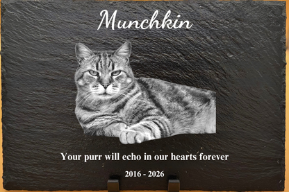 Engraved Personalized Pet Memorial Slate, Custom Dog/Cat Memorial Tribute, Pet Loss Sympathy Plaque, Pet Remembrance Stone, Photo Memorial - Engraved Personalized Pet Memorial Slate, Custom Dog/Cat Memorial Tribute, Pet Loss Sympathy Plaque, Pet Remembrance Stone, Photo Memorial