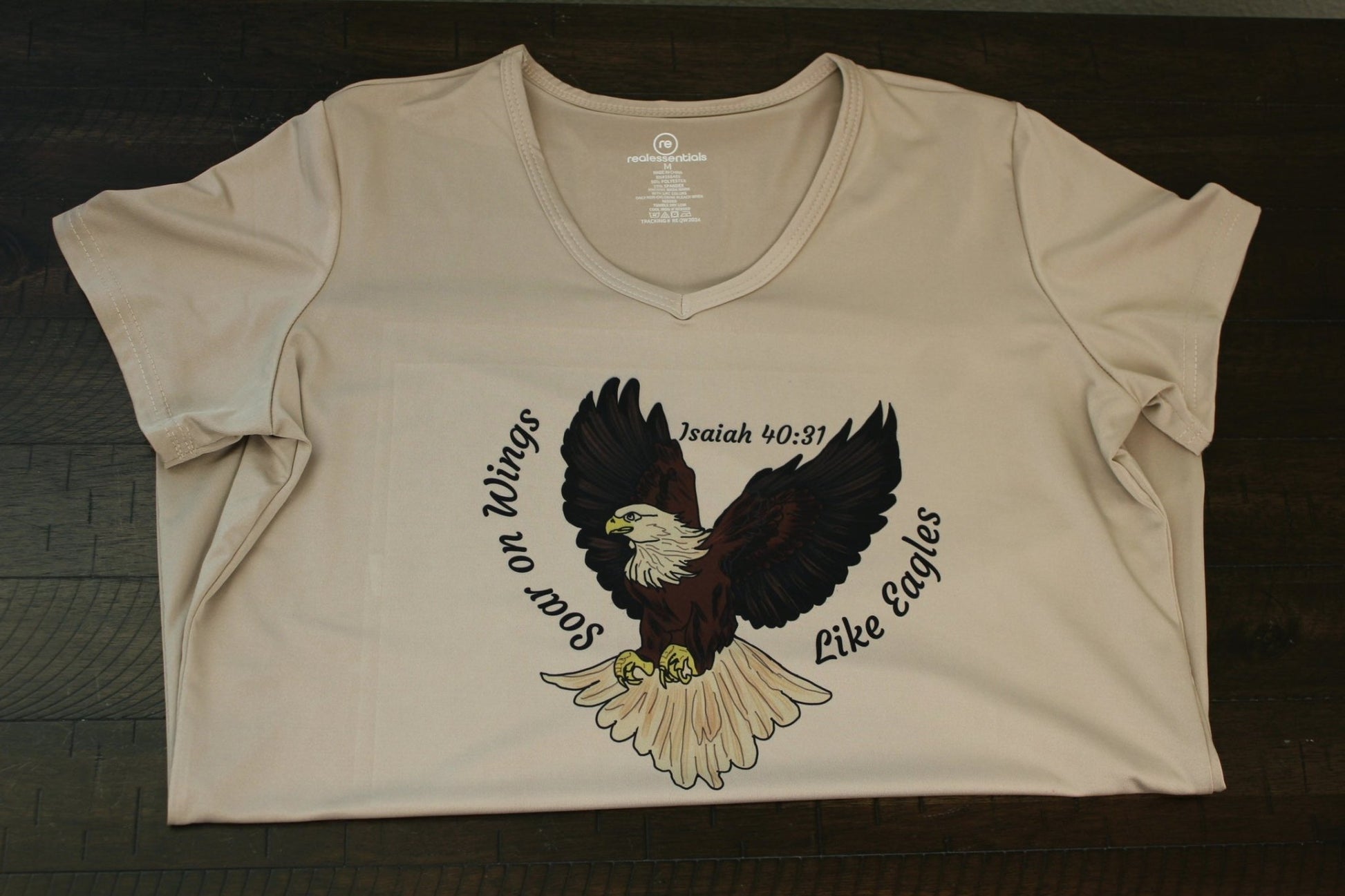 Soar on Wings Like Eagles Women’s V - Neck T-Shirt (Isaiah 40:31) - HisWord Designs