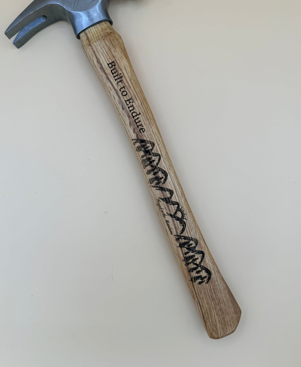 Built to Endure Engraved Hardwood Hammer | Mountain Landscape Gift for Men - Built to Endure Engraved Hardwood Hammer | Mountain Landscape Gift for Men