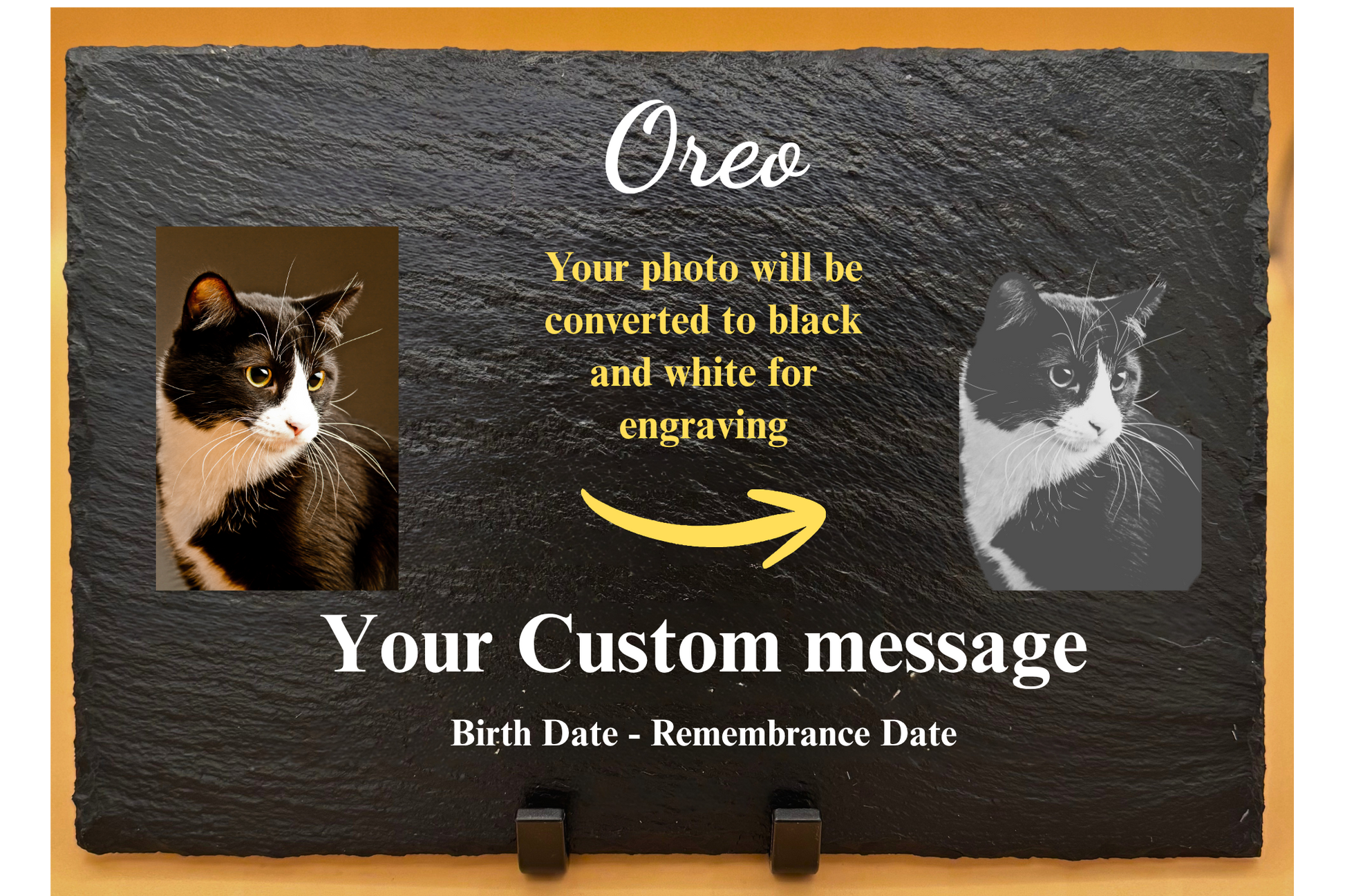 Engraved Personalized Pet Memorial Slate, Custom Dog/Cat Memorial Tribute, Pet Loss Sympathy Plaque, Pet Remembrance Stone, Photo Memorial - His Word Designs