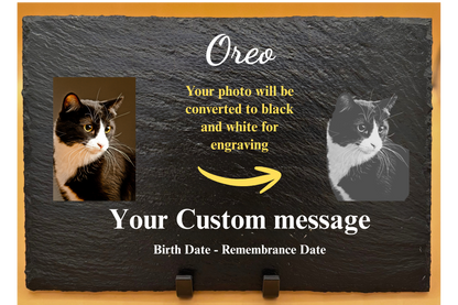 Engraved Personalized Pet Memorial Slate, Custom Dog/Cat Memorial Tribute, Pet Loss Sympathy Plaque, Pet Remembrance Stone, Photo Memorial - Engraved Personalized Pet Memorial Slate, Custom Dog/Cat Memorial Tribute, Pet Loss Sympathy Plaque, Pet Remembrance Stone, Photo Memorial