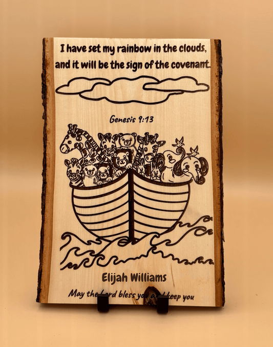 Noah’s Ark Personalized Wood Sign, Genesis 9:13 Bible Verse Nursery Decor, Custom Baby Shower Gift, Baptism Gift - HisWord Designs