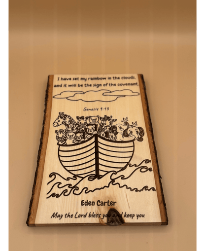 Noah’s Ark Personalized Wood Sign, Genesis 9:13 Bible Verse Nursery Decor, Custom Baby Shower Gift, Baptism Gift - HisWord Designs