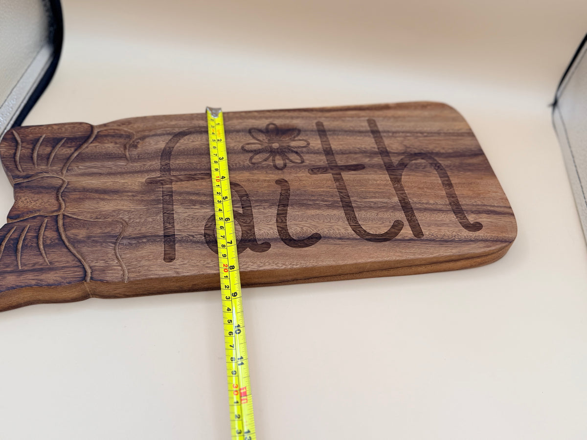 Hand-drawn "Faith" Cheese Board – Religious Charcuterie Board, Rustic Christian Handcrafted Inspirational Board, Christian Gift - Hand-drawn "Faith" Cheese Board – Religious Charcuterie Board, Rustic Christian Handcrafted Inspirational Board, Christian Gift - Handcrafted Engraved Gift by His Word Designs