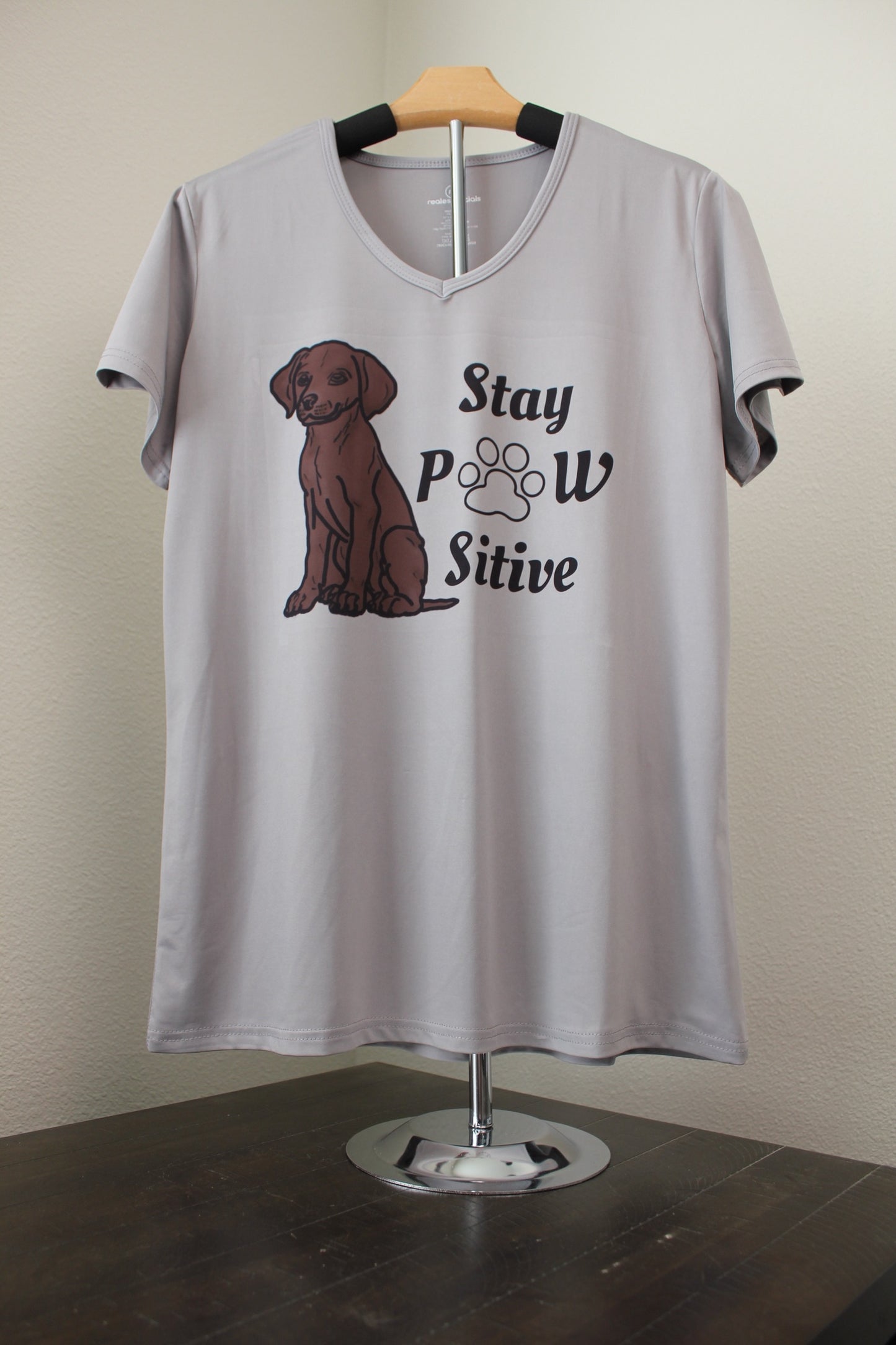 Stay Pawsitive Women's V - Neck T-Shirt - His Word Designs